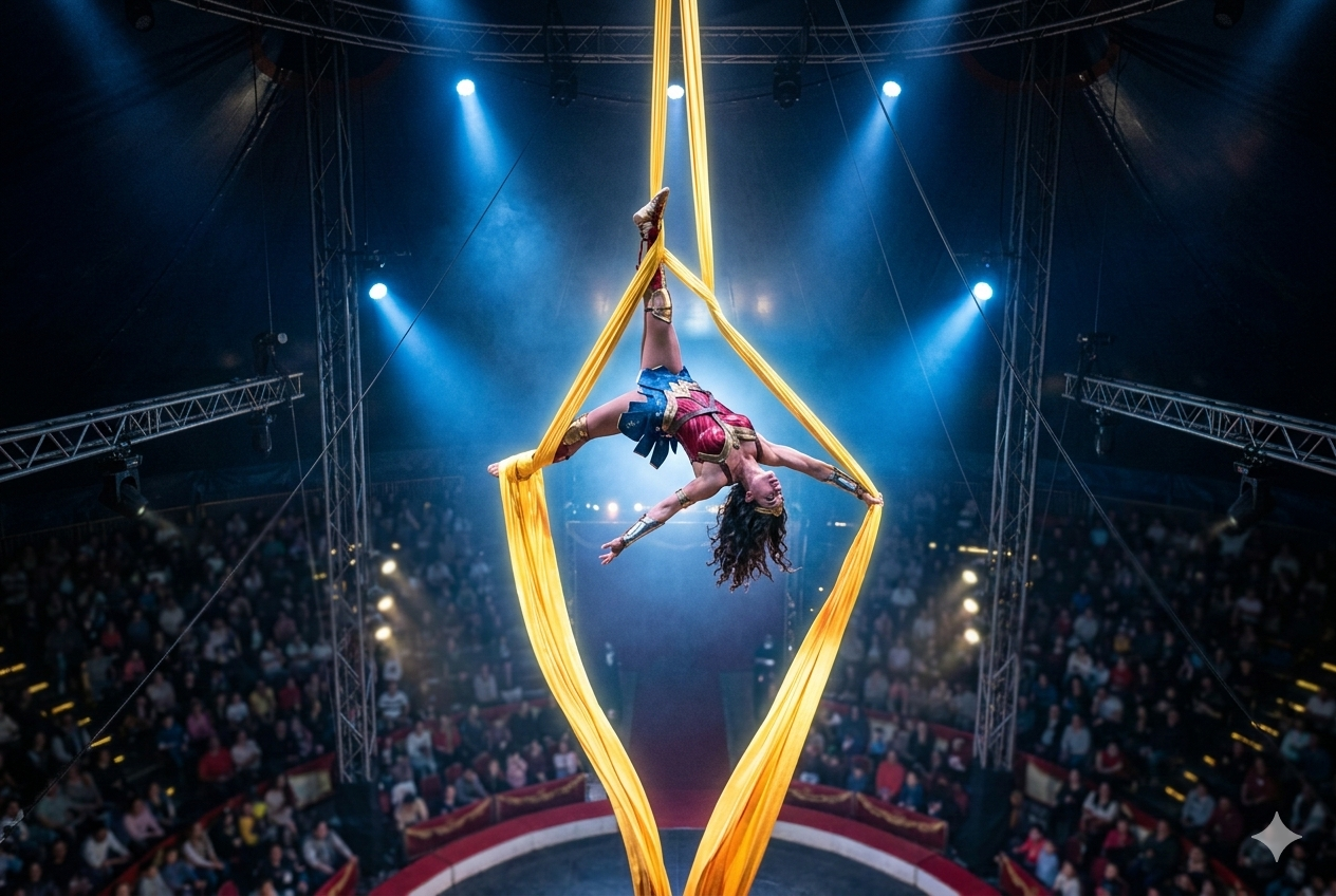 Acróbata en aro aéreo